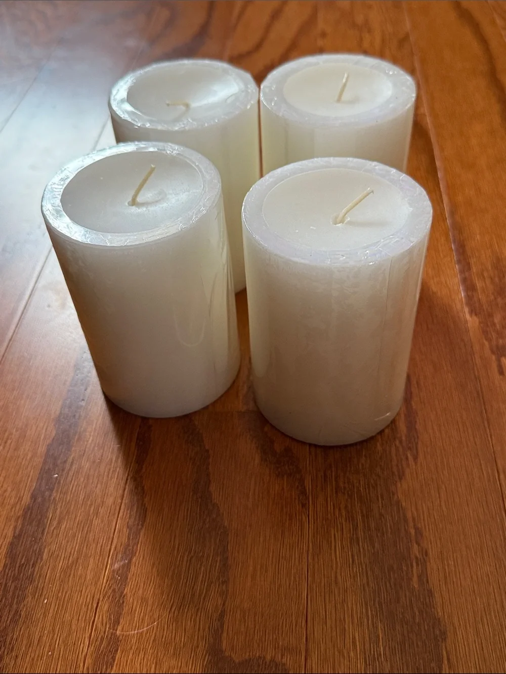 White Pillar Candles, Set of 4